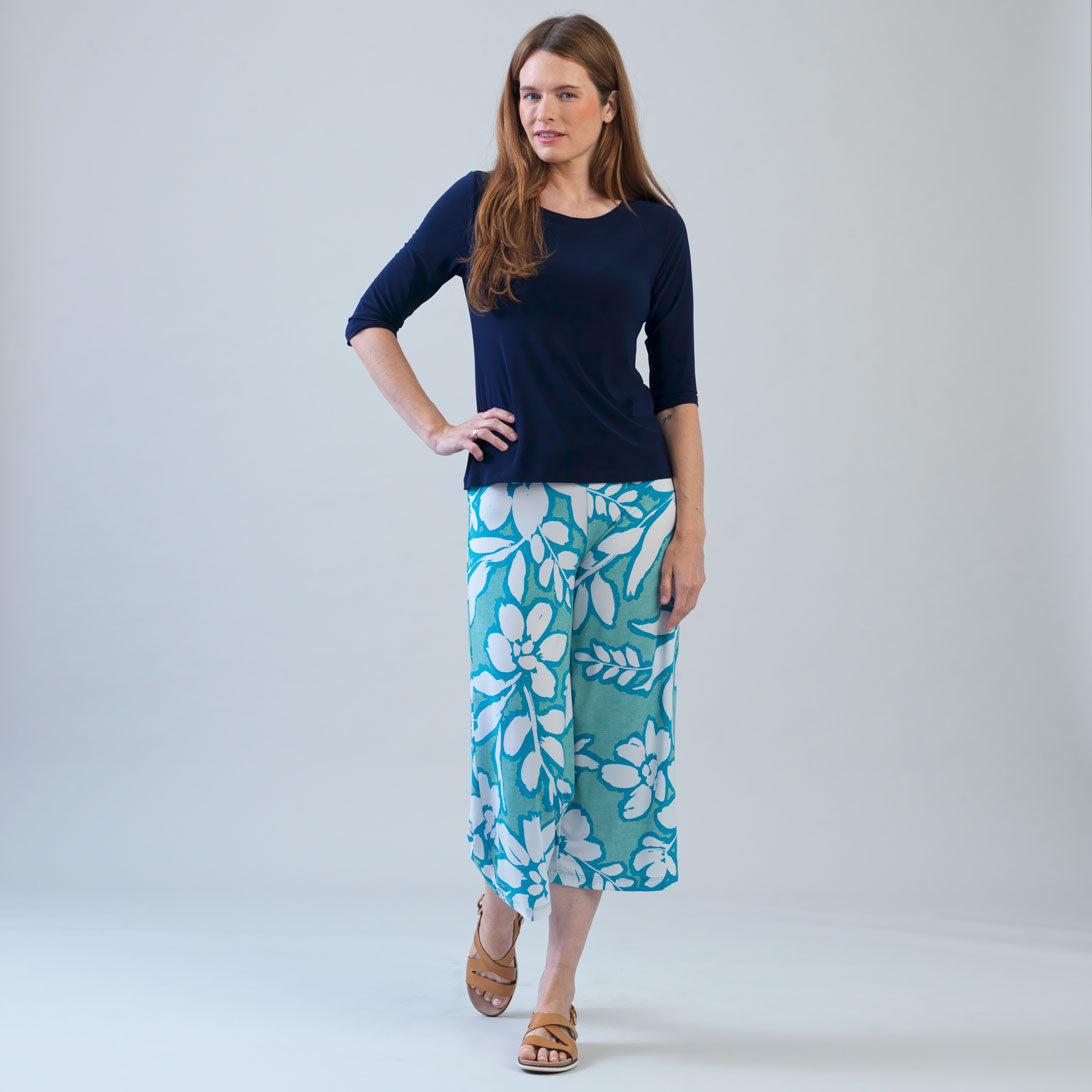 Scoop Neck Half Sleeve Top - Navy | Clara Sunwoo