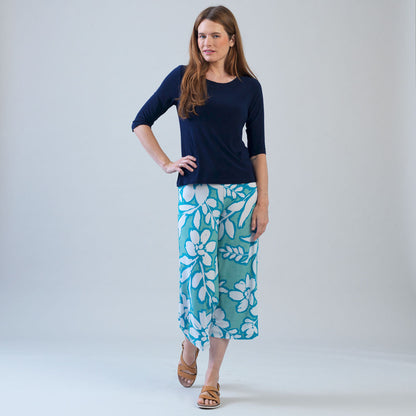 Scoop Neck Half Sleeve Top - Navy | Clara Sunwoo