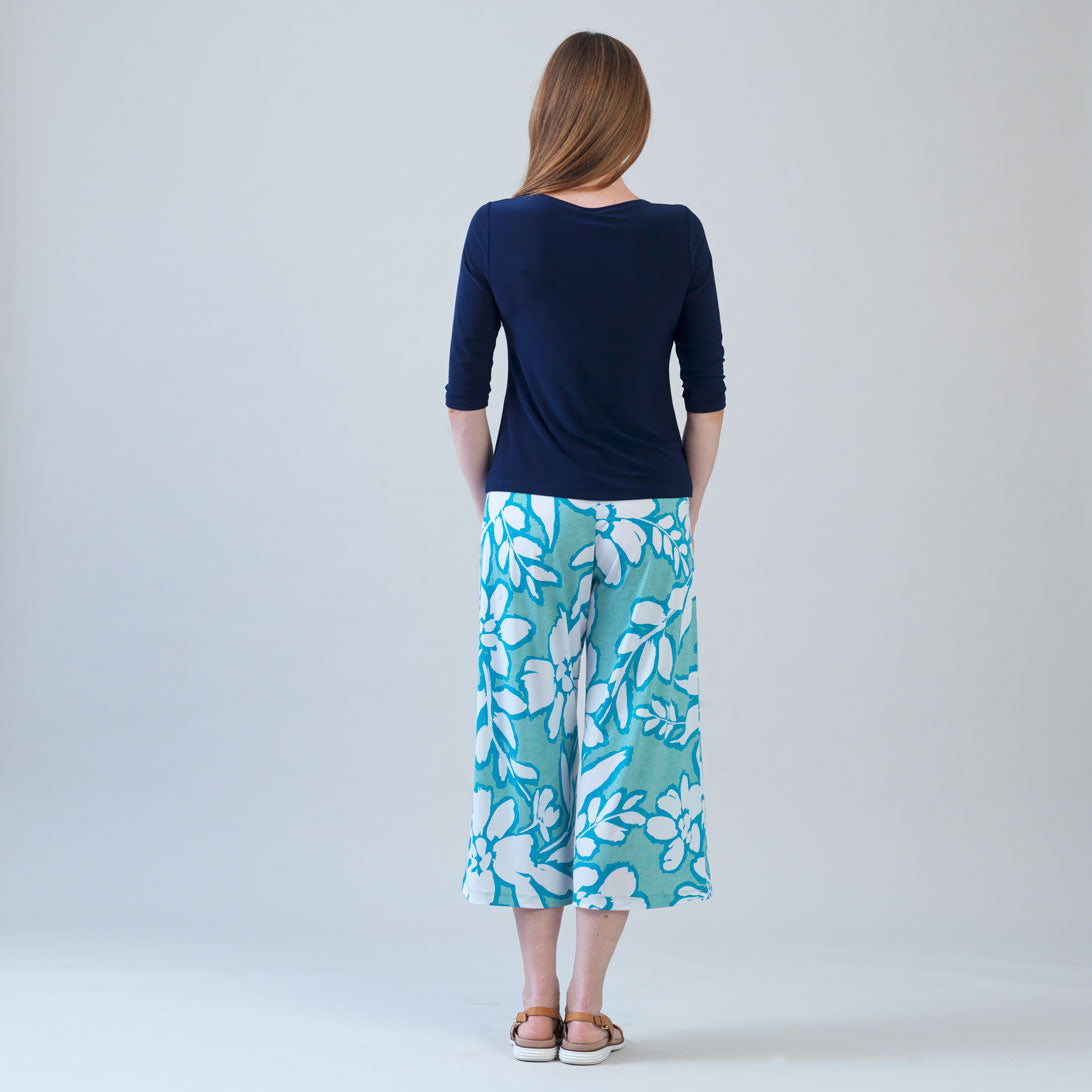 Scoop Neck Half Sleeve Top - Navy | Clara Sunwoo