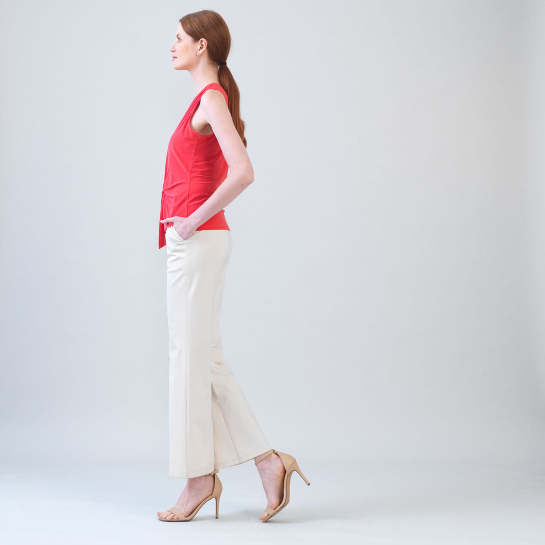 Sleeveless V-Neck Center Front Tie Top - Coral - Limited Sizes | Clara Sunwoo