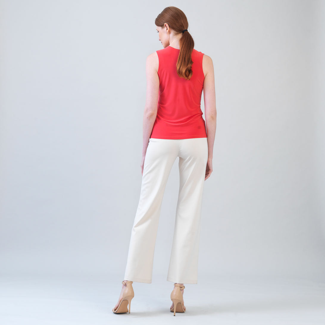 Sleeveless V-Neck Center Front Tie Top - Coral - Limited Sizes | Clara Sunwoo