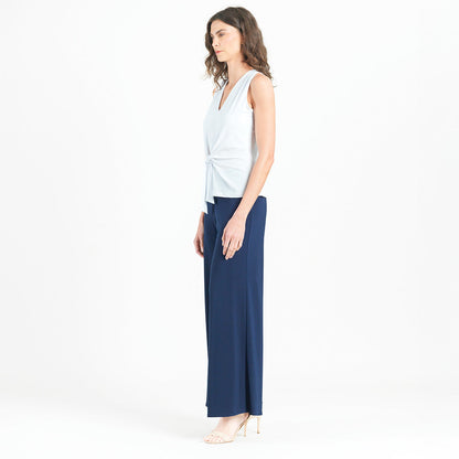 Sleeveless V-Neck Center Front Tie Top - White | Clara Sunwoo
