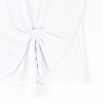 Sleeveless V-Neck Center Front Tie Top - White | Clara Sunwoo