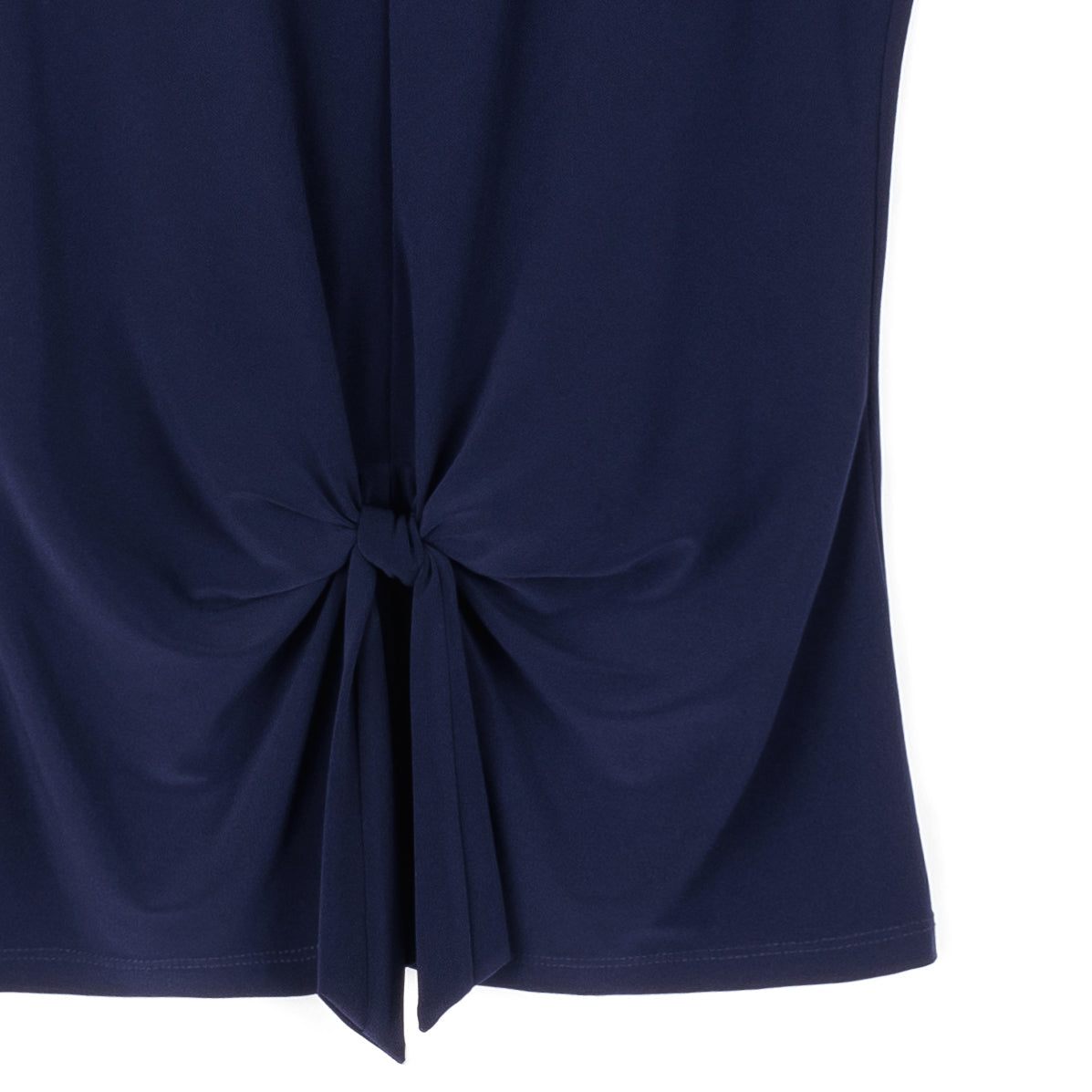 Sleeveless V-Neck Center Front Tie Top - Navy | Clara Sunwoo