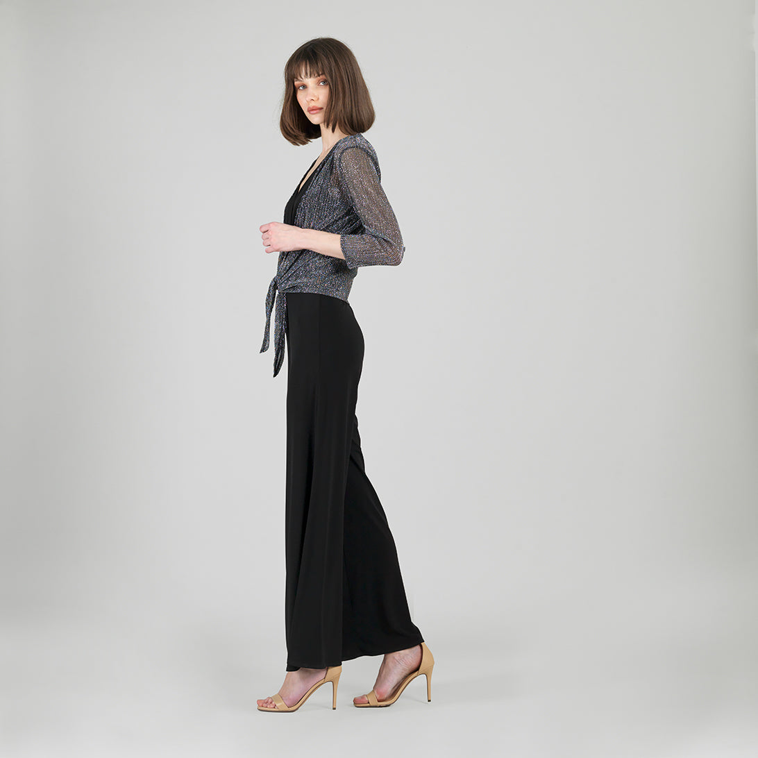 Sheer Shimmer - Modern Tie Front Cardigan - Silver - Limited Sizes | Clara Sunwoo