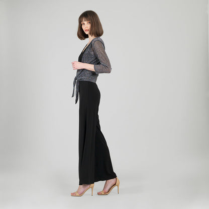 Sheer Shimmer - Modern Tie Front Cardigan - Silver - Limited Sizes | Clara Sunwoo