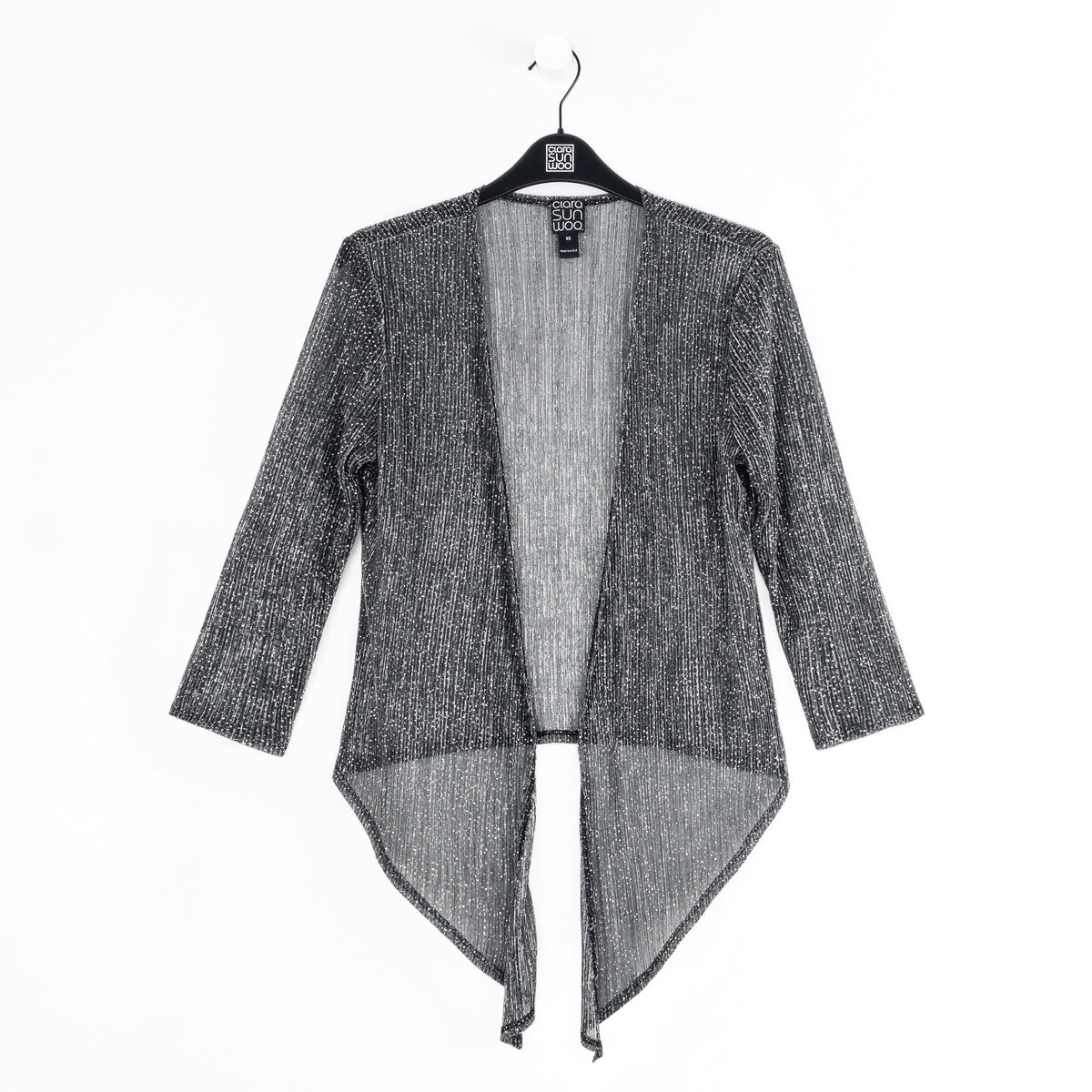 Sheer Shimmer - Modern Tie Front Cardigan - Silver - Limited Sizes | Clara Sunwoo
