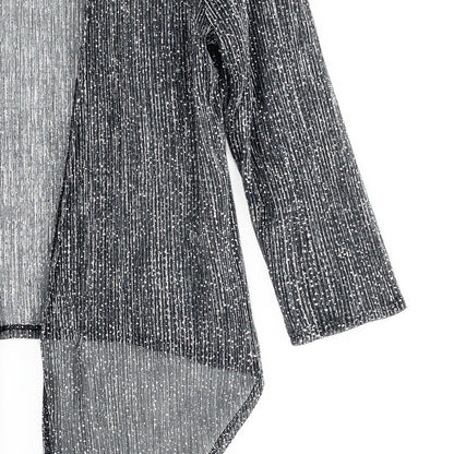 Sheer Shimmer - Modern Tie Front Cardigan - Silver - Limited Sizes | Clara Sunwoo