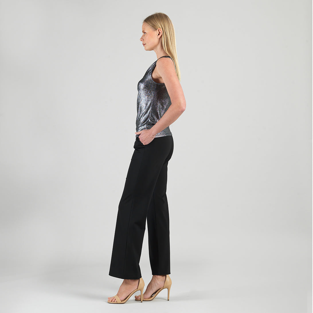Metallic Shimmer - Cowl Neck Draped Tank - Gunmetal - Final Sale | Clara Sunwoo