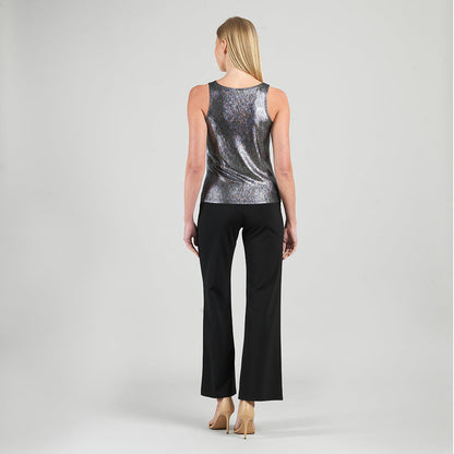 Metallic Shimmer - Cowl Neck Draped Tank - Gunmetal - Final Sale | Clara Sunwoo