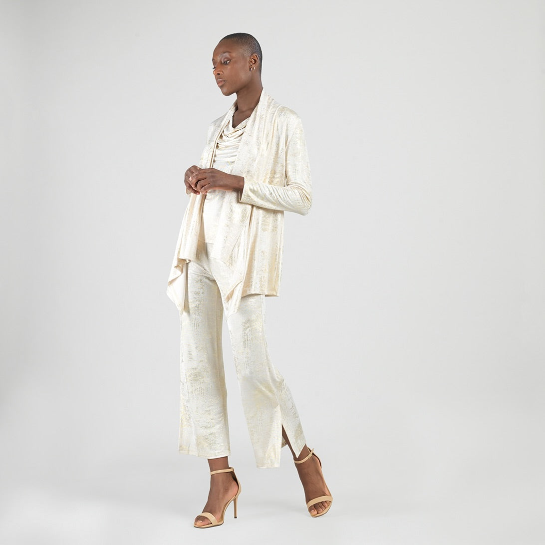 Foil Sheen - Drape Tunic Cardigan - Champagne - Final Sale | Clara Sunwoo