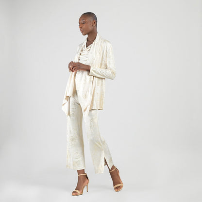 Foil Sheen - Drape Tunic Cardigan - Champagne - Final Sale | Clara Sunwoo