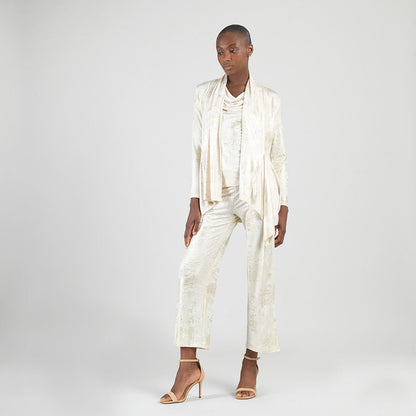 Foil Sheen - Drape Tunic Cardigan - Champagne - Final Sale | Clara Sunwoo