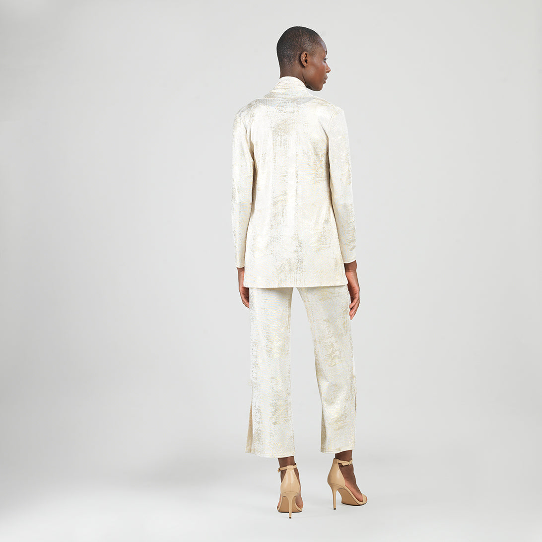 Foil Sheen - Drape Tunic Cardigan - Champagne - Final Sale | Clara Sunwoo