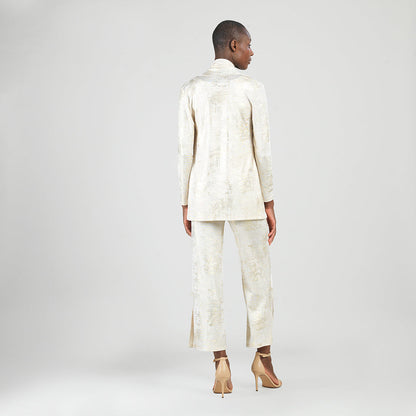 Foil Sheen - Drape Tunic Cardigan - Champagne - Final Sale | Clara Sunwoo