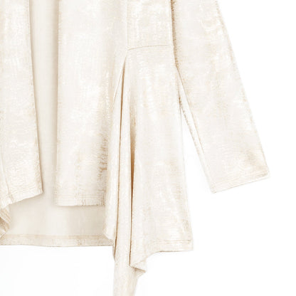 Foil Sheen - Drape Tunic Cardigan - Champagne - Final Sale | Clara Sunwoo