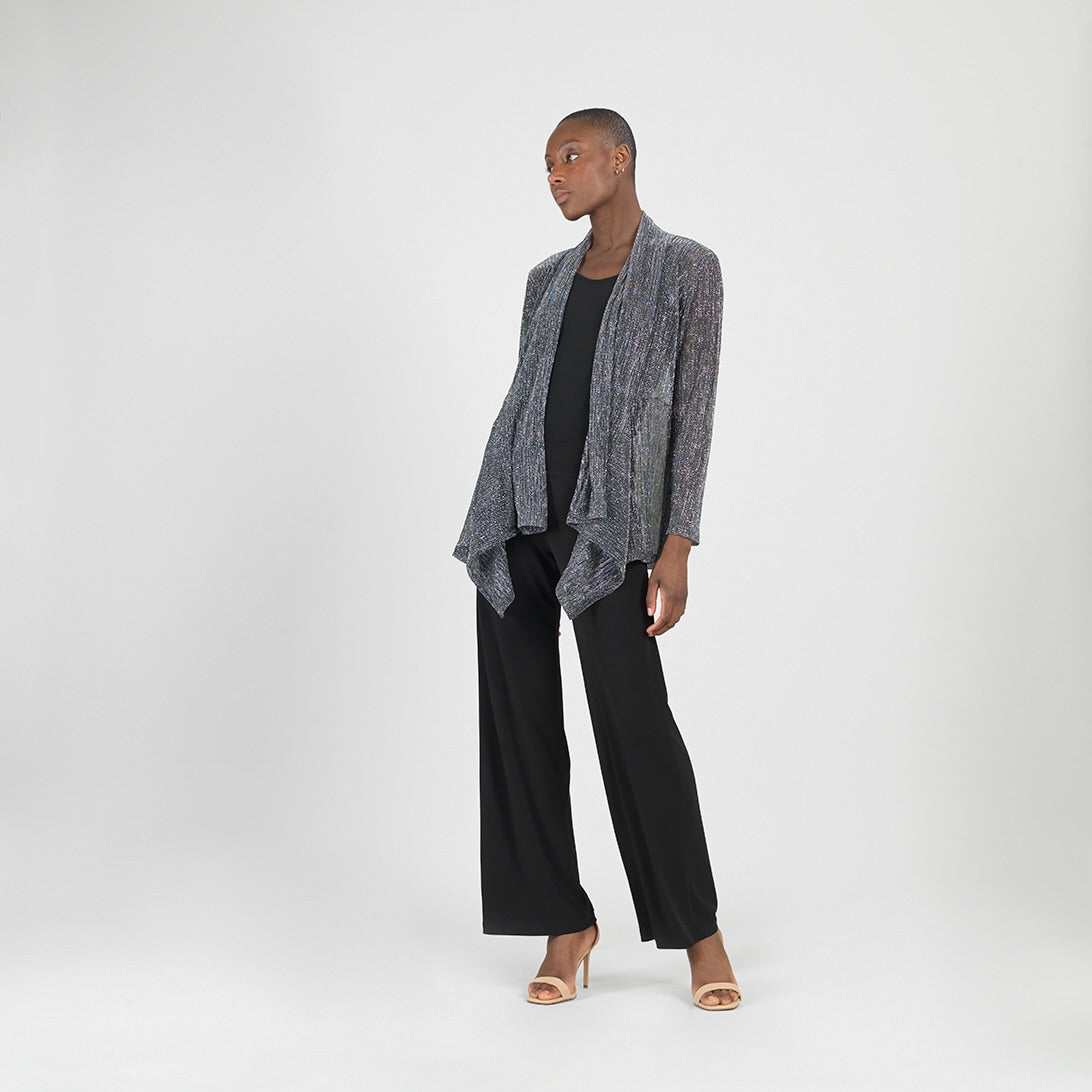 Sheer Shimmer - Drape Tunic Cardigan - Silver - Final Sale | Clara Sunwoo