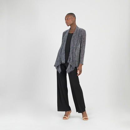 Sheer Shimmer - Drape Tunic Cardigan - Silver - Final Sale | Clara Sunwoo