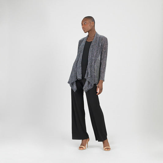 Sheer Shimmer - Drape Tunic Cardigan - Silver - Final Sale | Clara Sunwoo