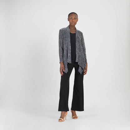 Sheer Shimmer - Drape Tunic Cardigan - Silver - Final Sale | Clara Sunwoo