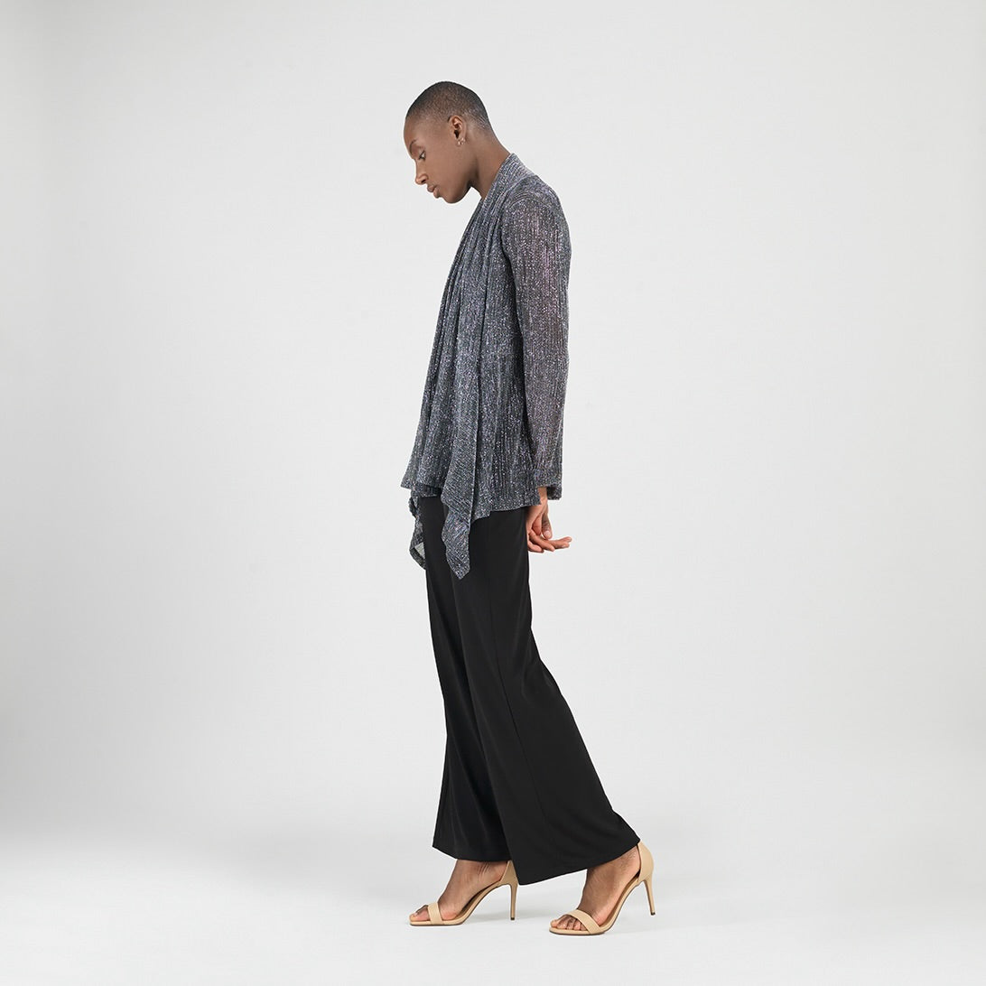 Sheer Shimmer - Drape Tunic Cardigan - Silver - Final Sale | Clara Sunwoo