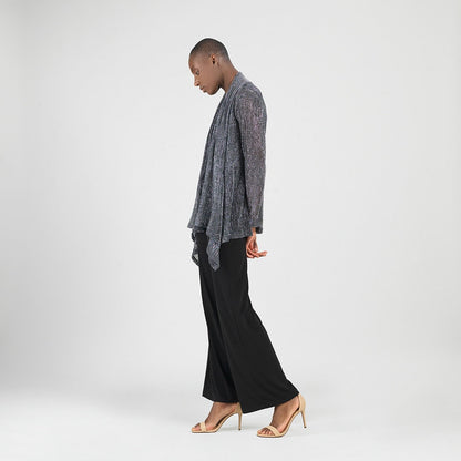 Sheer Shimmer - Drape Tunic Cardigan - Silver - Final Sale | Clara Sunwoo
