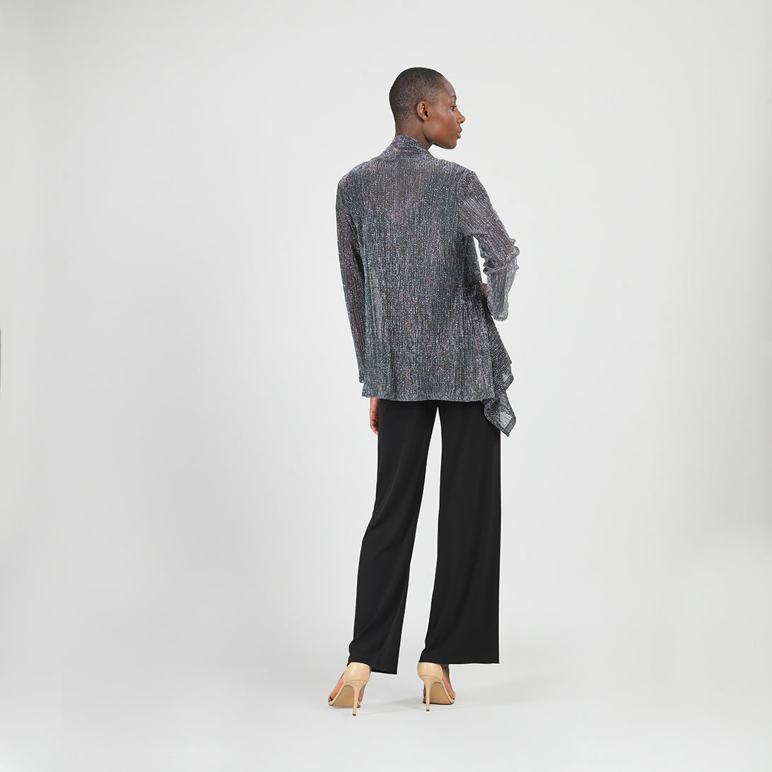 Sheer Shimmer - Drape Tunic Cardigan - Silver - Final Sale | Clara Sunwoo