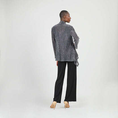 Sheer Shimmer - Drape Tunic Cardigan - Silver - Final Sale | Clara Sunwoo