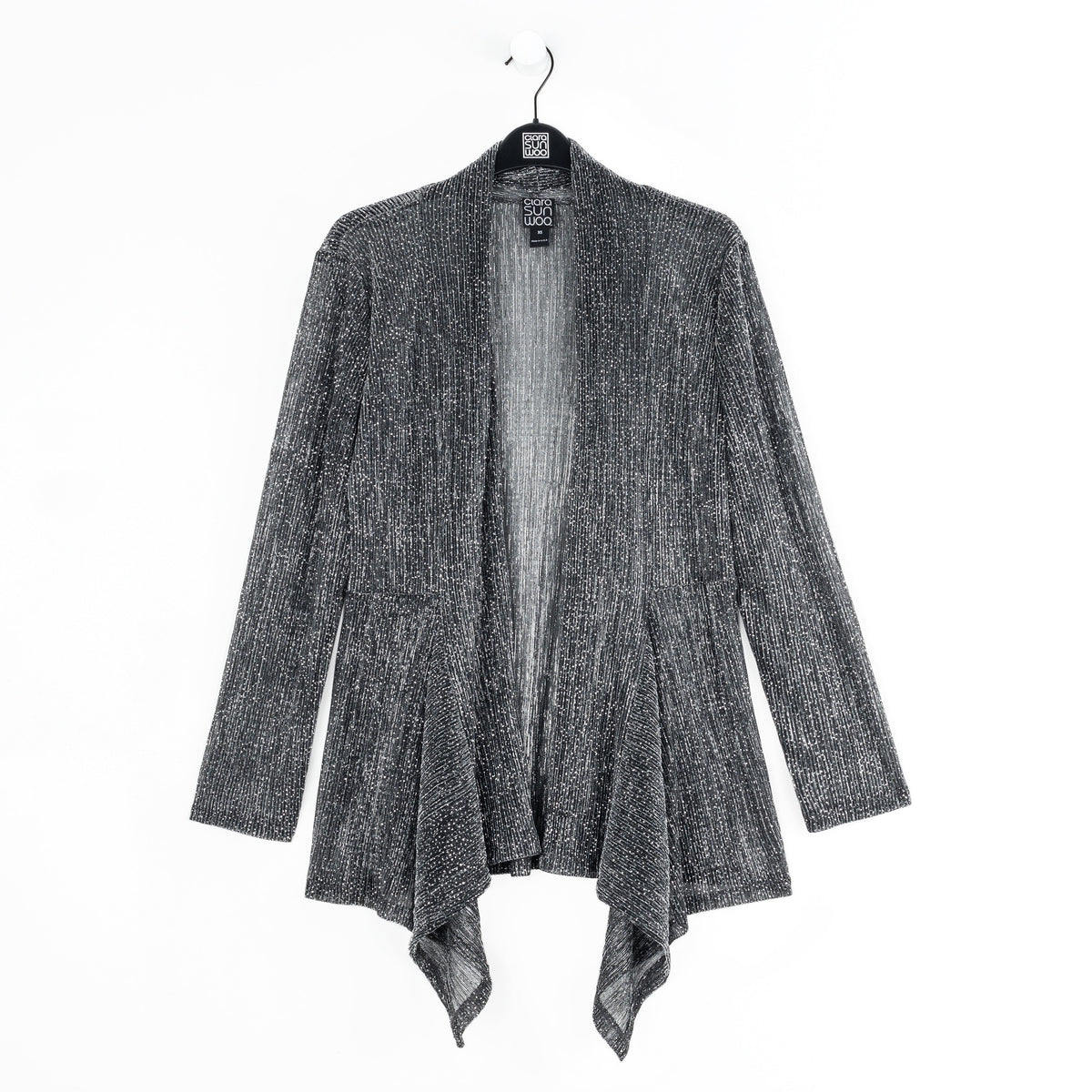 Sheer Shimmer - Drape Tunic Cardigan - Silver - Final Sale | Clara Sunwoo