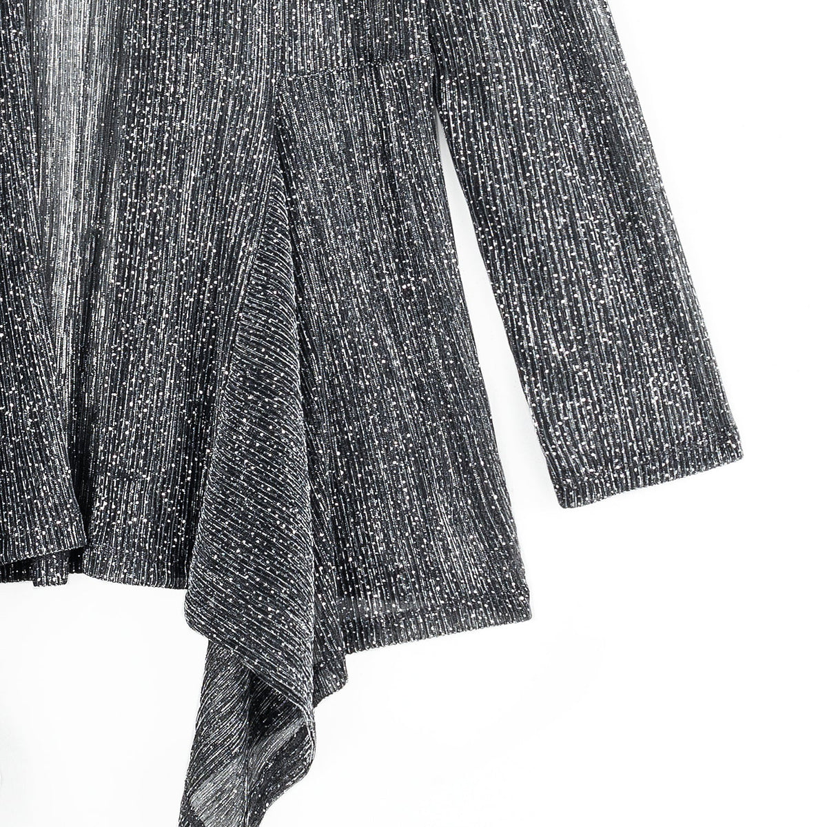 Sheer Shimmer - Drape Tunic Cardigan - Silver - Final Sale | Clara Sunwoo