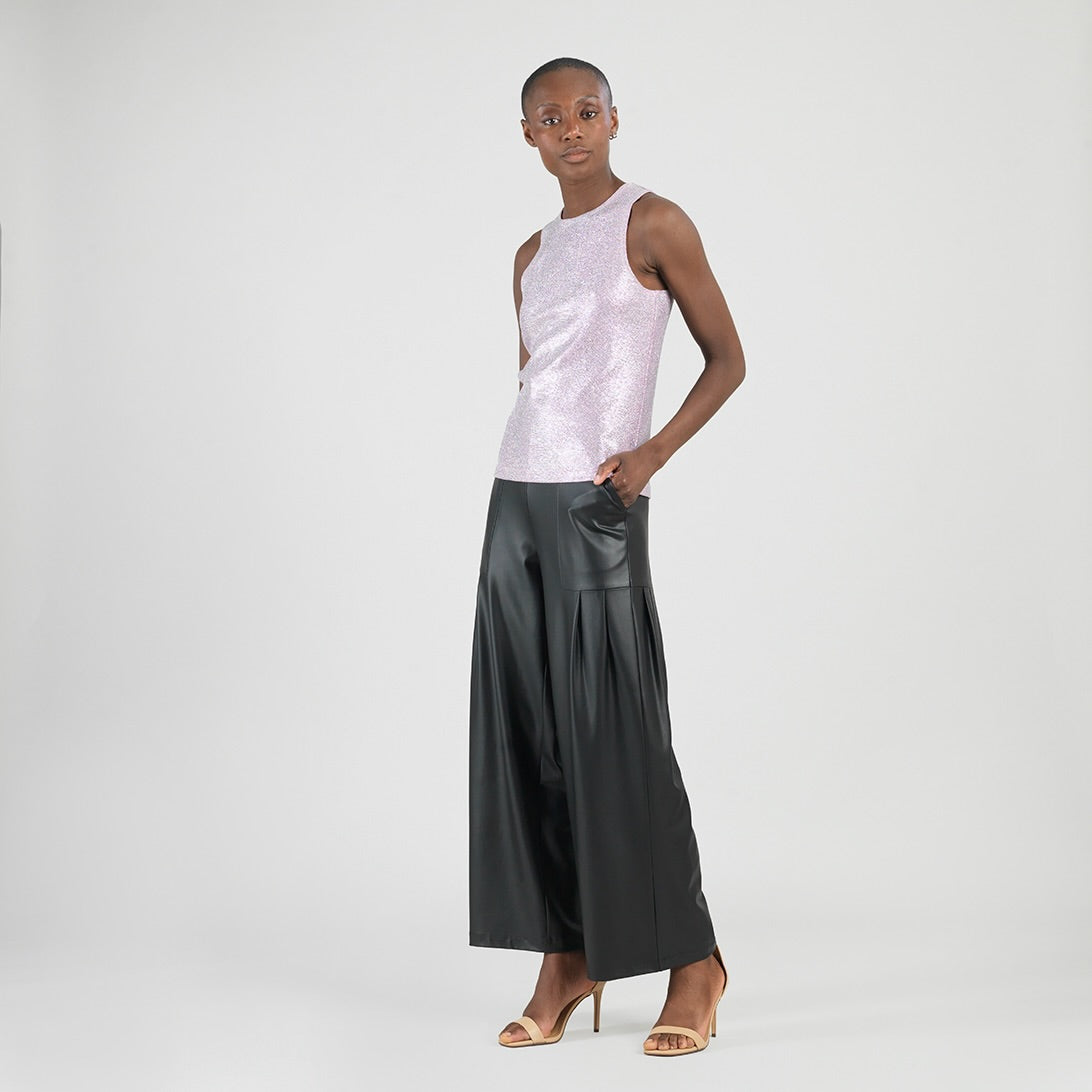 Glitter Foil - Jewel Neck Tank - Pink - Final Sale | Clara Sunwoo
