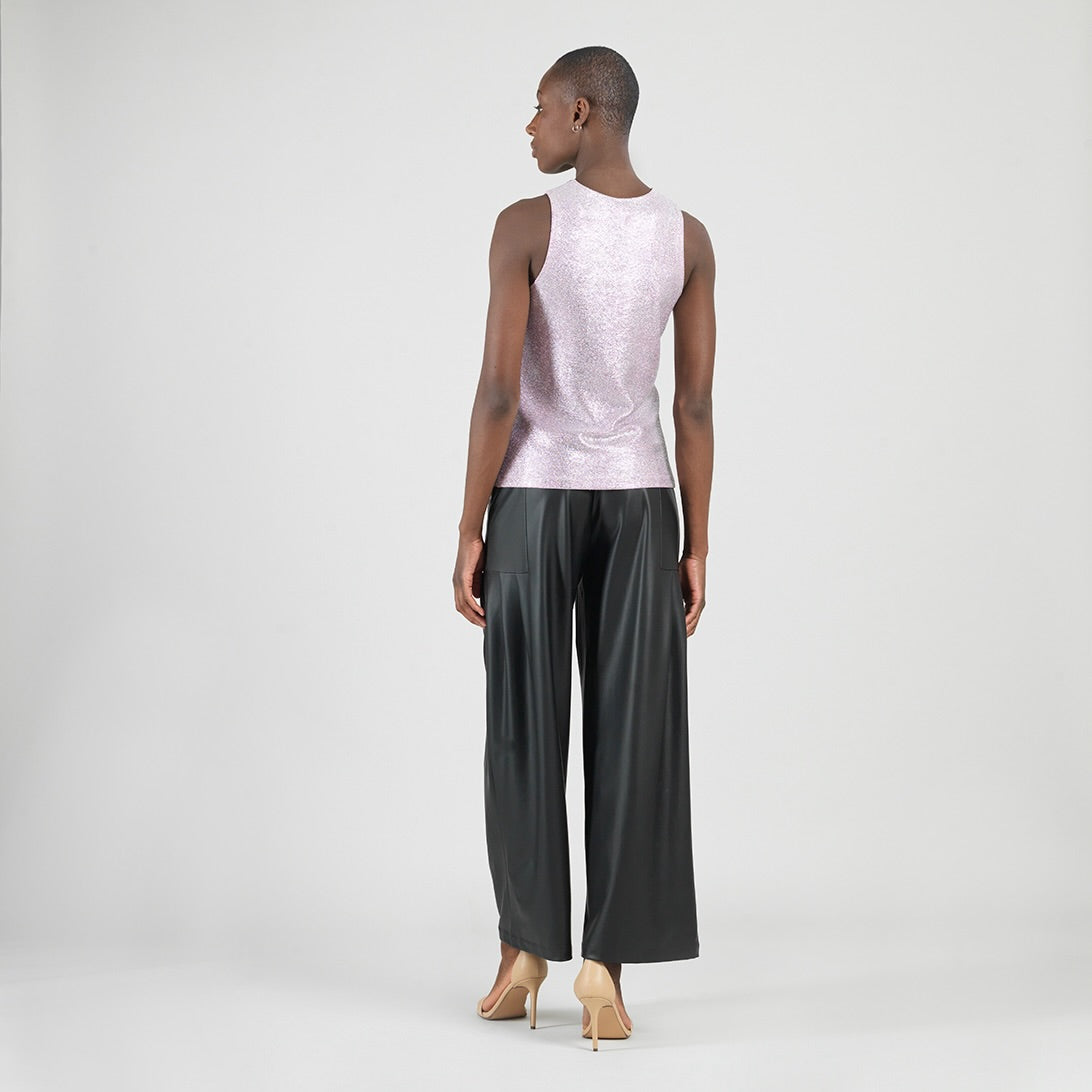 Glitter Foil - Jewel Neck Tank - Pink - Final Sale | Clara Sunwoo