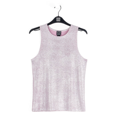 Glitter Foil - Jewel Neck Tank - Pink - Final Sale | Clara Sunwoo
