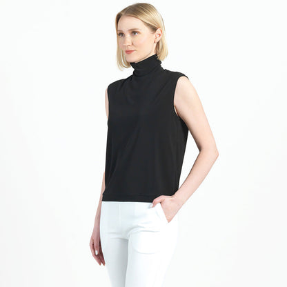 Mock Neck Box Tank - Black - Final Sale | Clara Sunwoo