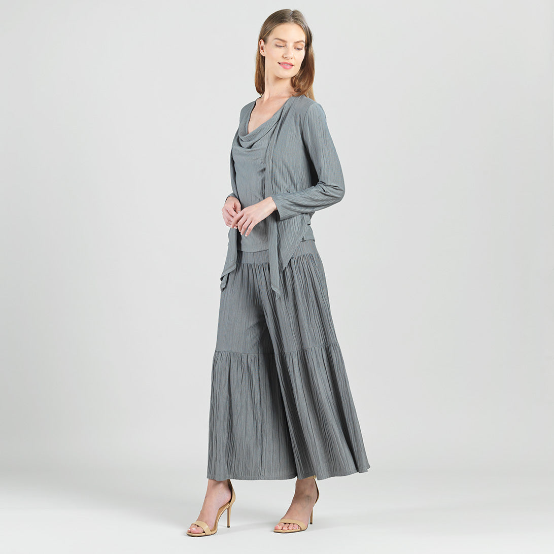 Soft Pleat Knit - 2pc Cardigan & Cowl Tank Twinset - Olive - Final Sale | Clara Sunwoo