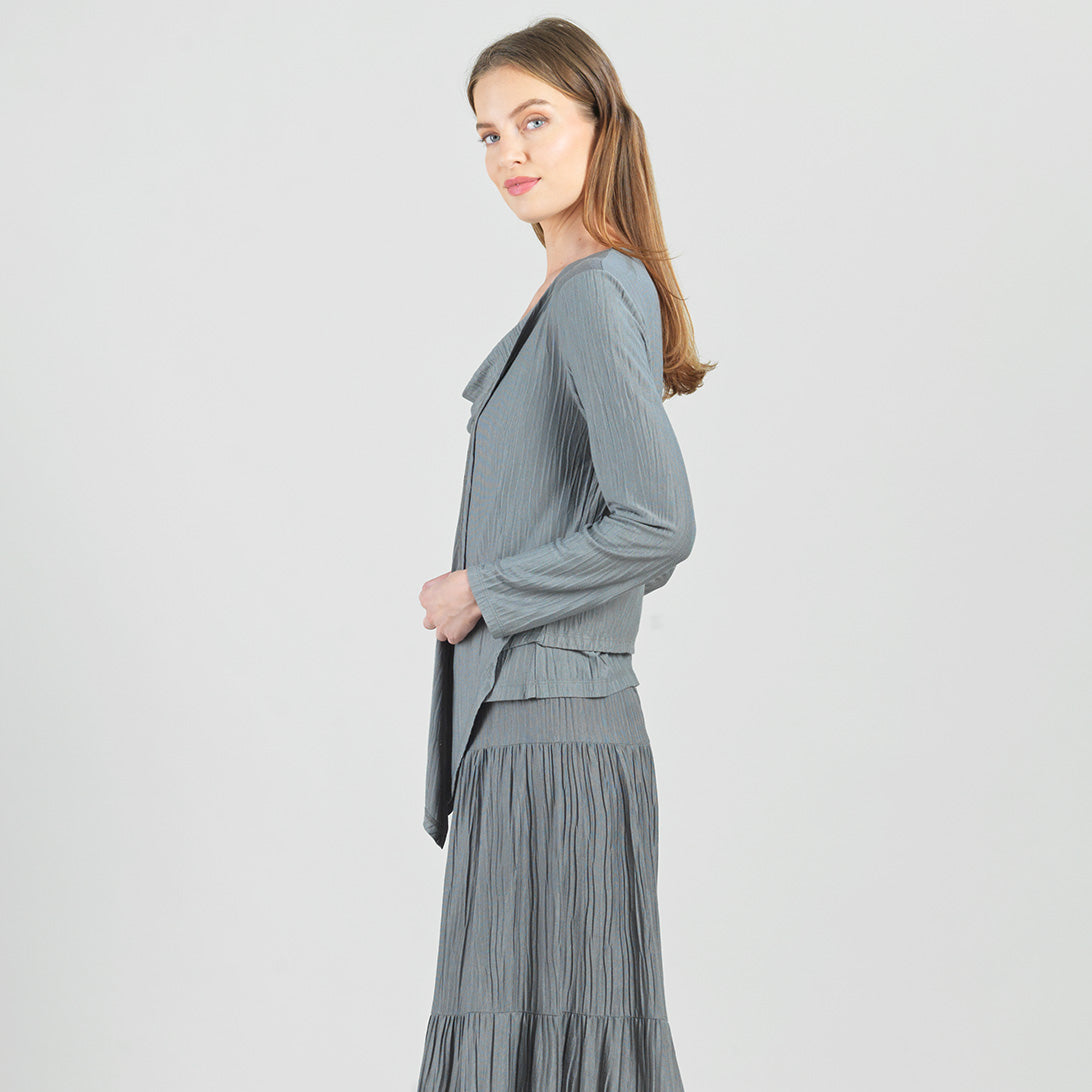 Soft Pleat Knit - 2pc Cardigan & Cowl Tank Twinset - Olive - Final Sale | Clara Sunwoo