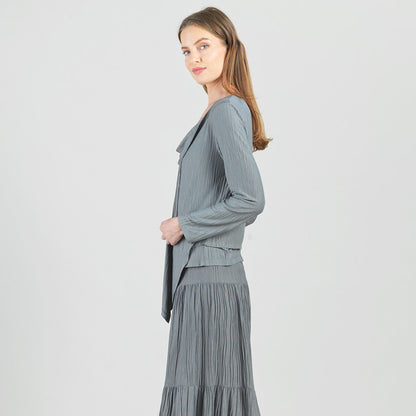 Soft Pleat Knit - 2pc Cardigan & Cowl Tank Twinset - Olive - Final Sale | Clara Sunwoo