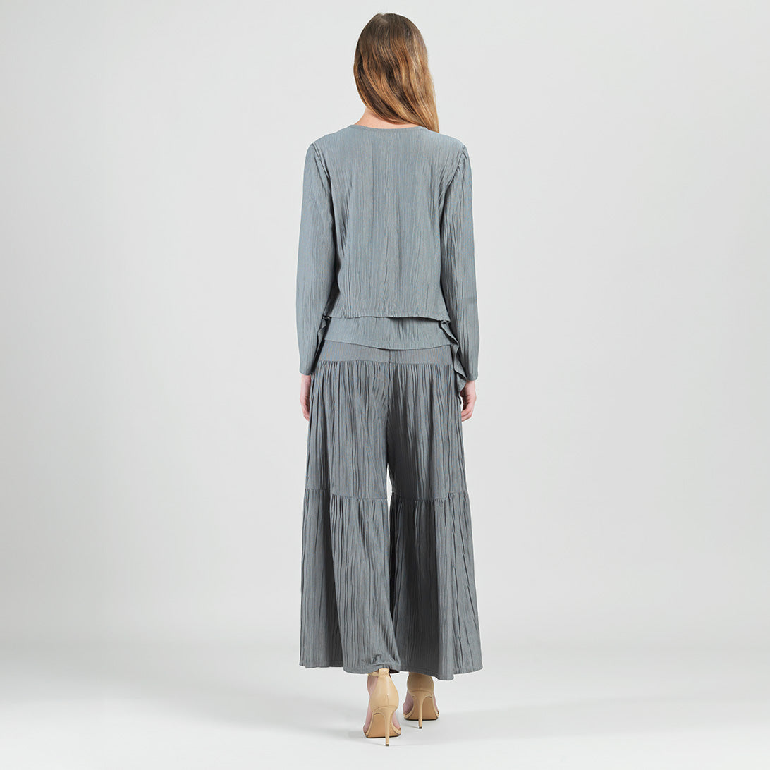 Soft Pleat Knit - 2pc Cardigan & Cowl Tank Twinset - Olive - Final Sale | Clara Sunwoo