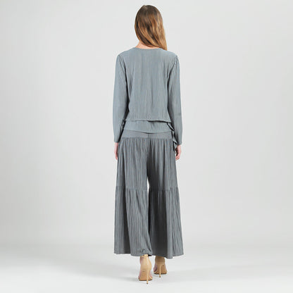Soft Pleat Knit - 2pc Cardigan & Cowl Tank Twinset - Olive - Final Sale | Clara Sunwoo