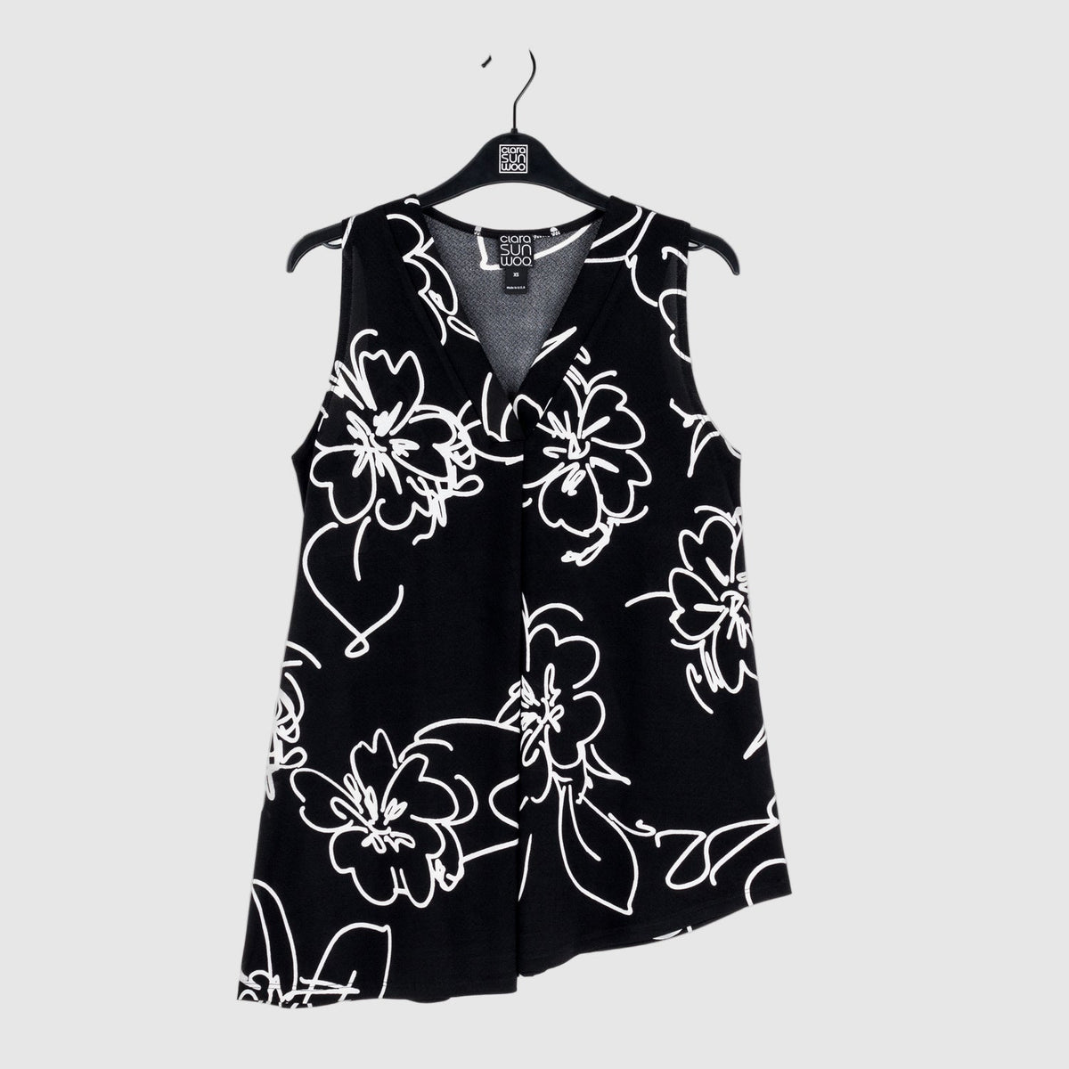 Crepe Knit - Asymmetrical Tunic Tank - Blossom Sketch - Final Sale | Clara Sunwoo