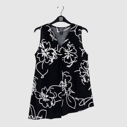 Crepe Knit - Asymmetrical Tunic Tank - Blossom Sketch - Final Sale | Clara Sunwoo