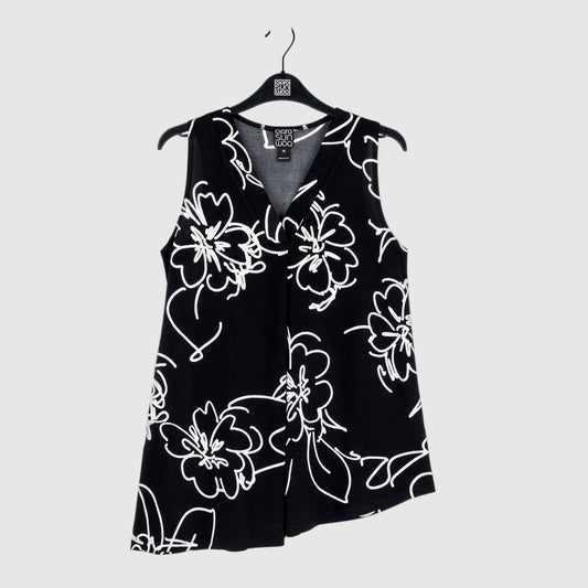 Crepe Knit - Asymmetrical Tunic Tank - Blossom Sketch - Final Sale | Clara Sunwoo