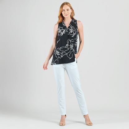 Crepe Knit - Asymmetrical Tunic Tank - Blossom Sketch - Final Sale | Clara Sunwoo