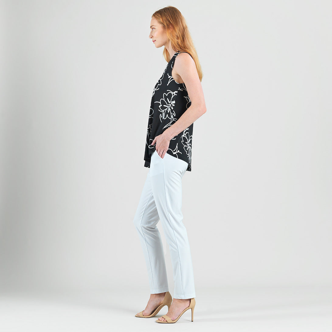 Crepe Knit - Asymmetrical Tunic Tank - Blossom Sketch - Final Sale | Clara Sunwoo
