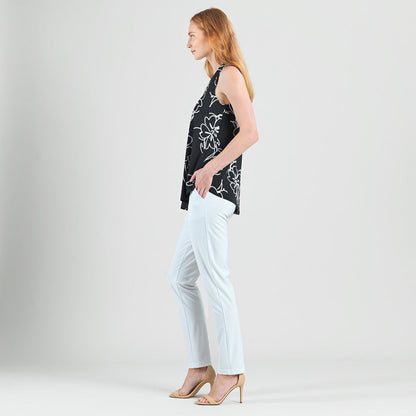 Crepe Knit - Asymmetrical Tunic Tank - Blossom Sketch - Final Sale | Clara Sunwoo