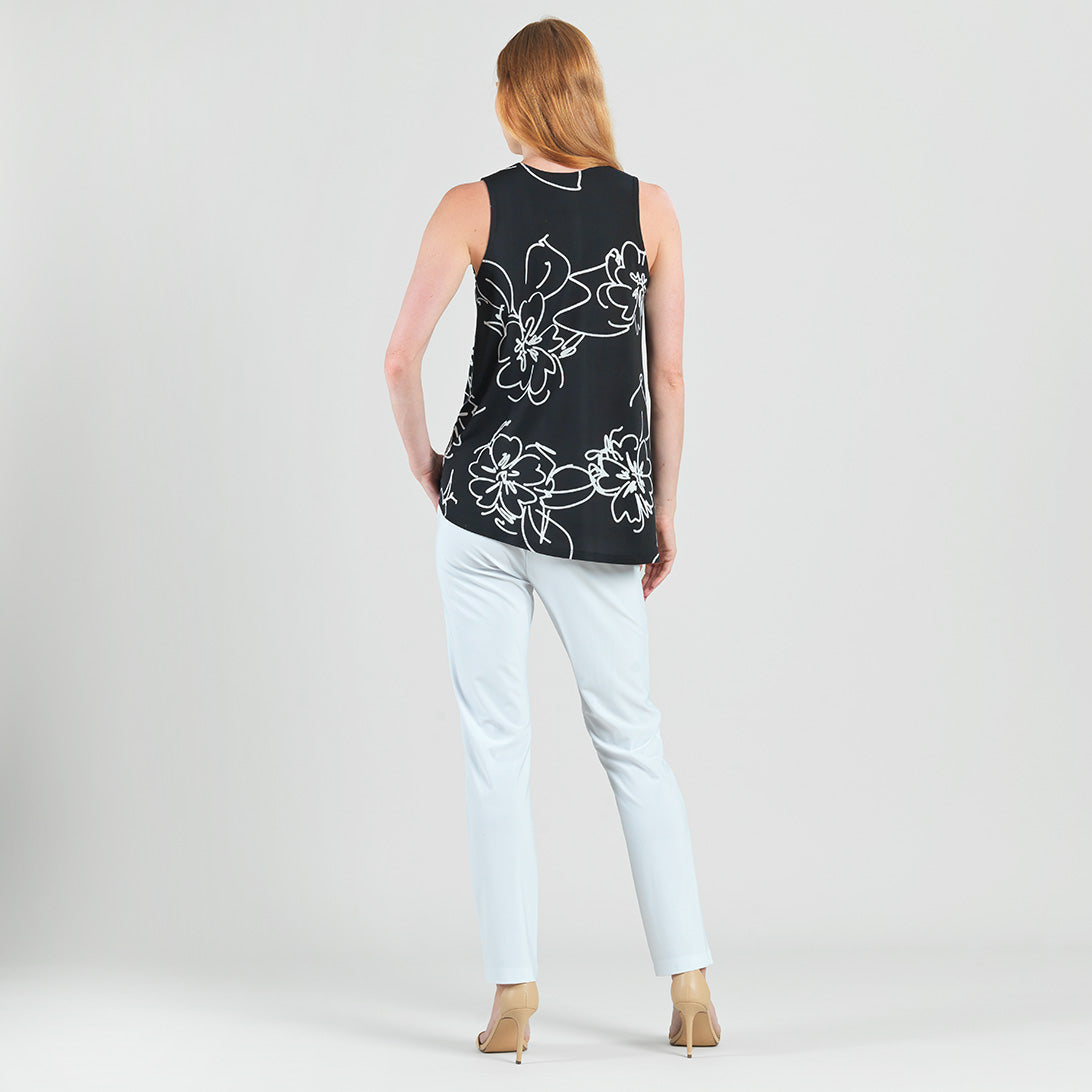 Crepe Knit - Asymmetrical Tunic Tank - Blossom Sketch - Final Sale | Clara Sunwoo