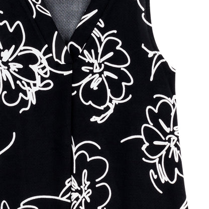 Crepe Knit - Asymmetrical Tunic Tank - Blossom Sketch - Final Sale | Clara Sunwoo