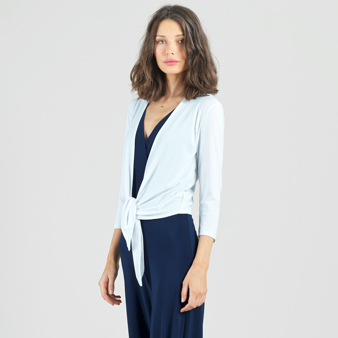 Modern Tie Front Cardigan - White | Clara Sunwoo
