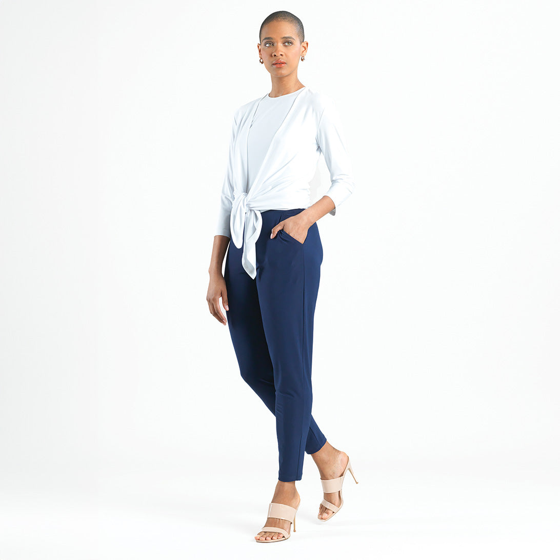 Modern Tie Front Cardigan - White | Clara Sunwoo