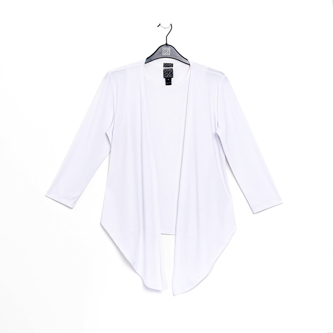 Modern Tie Front Cardigan - White | Clara Sunwoo